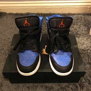 Jordan 1 mid royal paint splatter